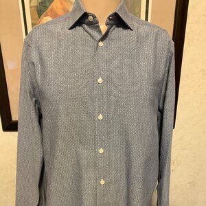 CHARLES TYRWHITT Dress Shirt Mens Blue & Gray Slim Fit Long Sleeve Cotton * sz L